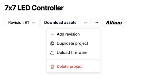 Open the project actions menu and select Add revision.