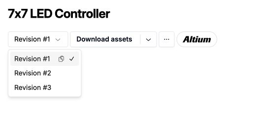 Use the revision selector to switch between project revisions.